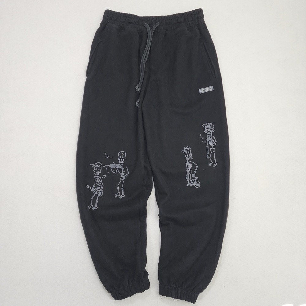 Aelfric Eden Jogger Pants Unisex Large Black Musical Skeletons Tapered Leg Trail
